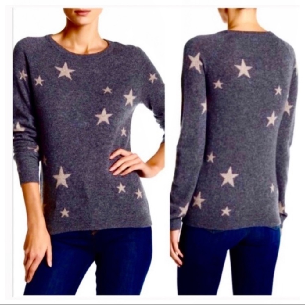 Philosophy Cashmere Blue with Gray Stars Sweater Crewneck Jumper Sz XS NEW
